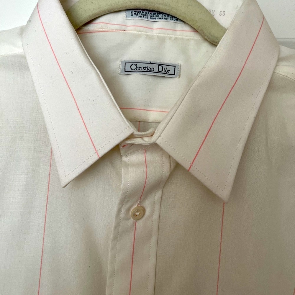 Christian Dior short sleeve shirt white with red stripe 171/2 neck